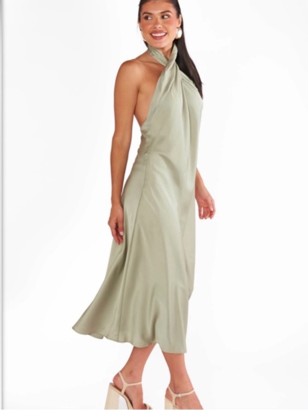 NWT Show Me Your MuMu Halter Midi Dress in Jasmine Sage Medium